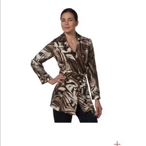 Susan Graver printed stretch twill belted jacket
